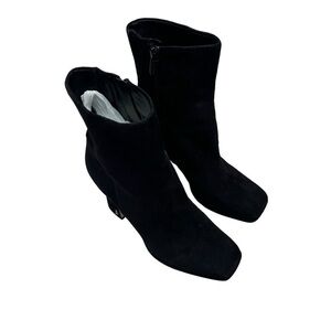 Sam Edelman Boots Womens Size 11 Black Cowhide Suede Jaye Chunky Heel Booties